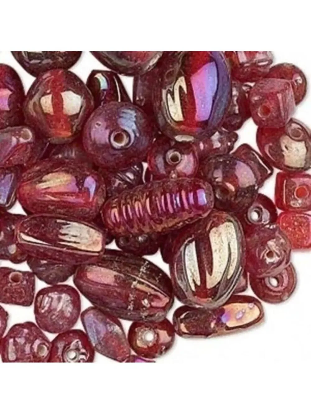 50g Bulk Handcrafted India Lampwork Glass Beads Mix Red Luster